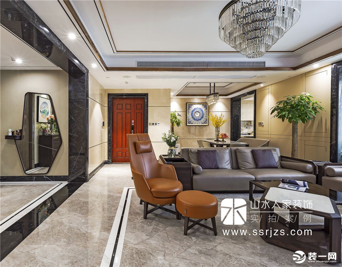 【武汉山水人家装饰】绿地金融国际城+240三室两厅+客厅 后现代风格家装效果案例
