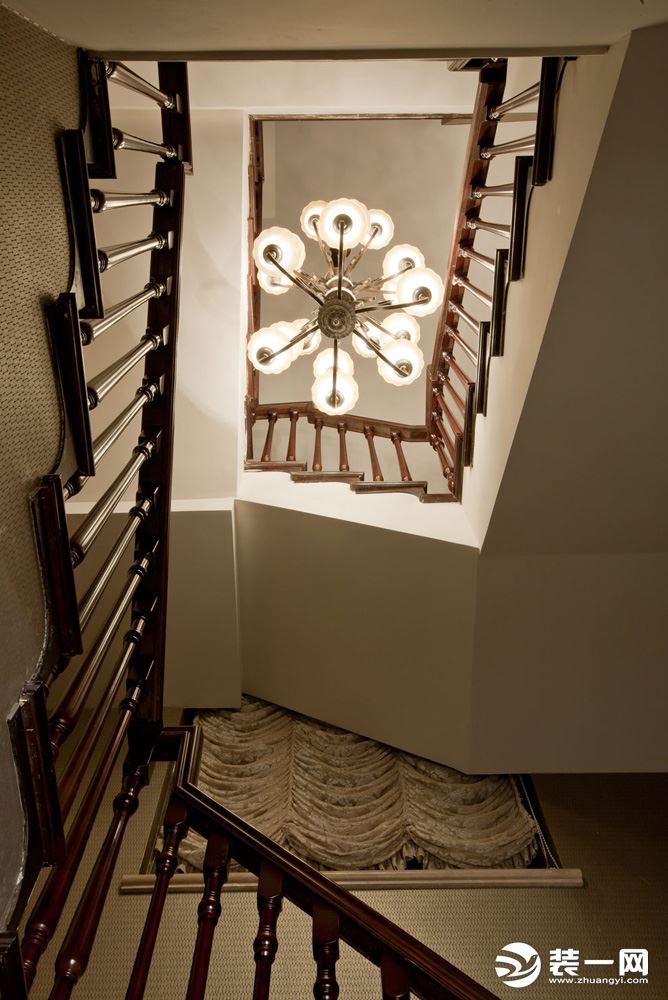 【山水人家装饰】巴黎豪庭220平别墅 楼梯  美式风格家装效果图