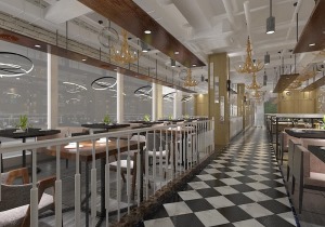 【山水人家装饰】荆州市中餐厅店面室内装修效果图