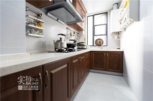 【山水人家装饰】保利城78平中式风格厨房装修实景案例效果图