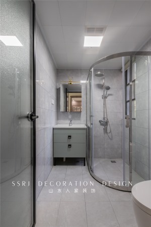 【山水人家装饰】理想城133平+浴室  现代混搭风格家装效果图