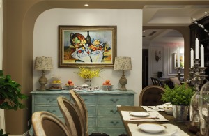 【山水人家装饰】绿岛别墅300平+客厅+餐厅 现代风格家装效果图