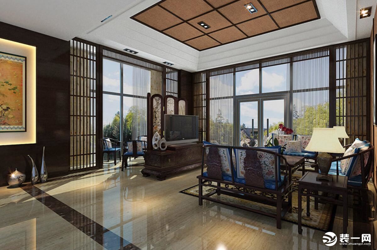 陕西紫苹果装饰集团125㎡三室两厅新中式风设计-餐厅设计效果图