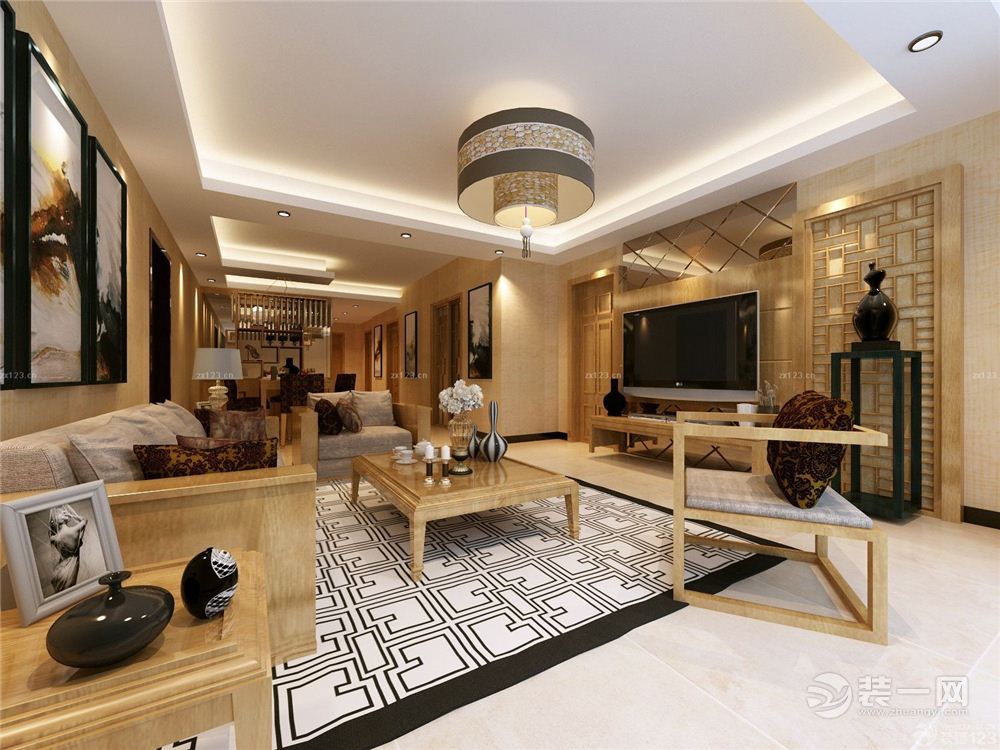 郑州美景鸿城140平三居室日式风格客厅