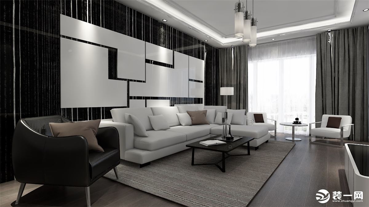 北欧风格客厅色彩选择效果:浅灰色的乳胶漆与浅色的木饰面搭配,营造出
