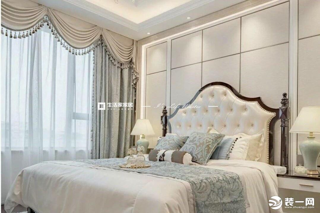 卧室 --主卧整体为米色调加上暖色灯光都会给人暖暖的感觉，米色的软包和窗帘无处不体现出温柔烂漫的气息
