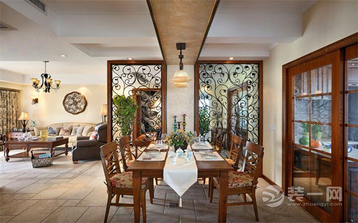 江城时光 三居室 120平 造价17万 美式风格餐厅