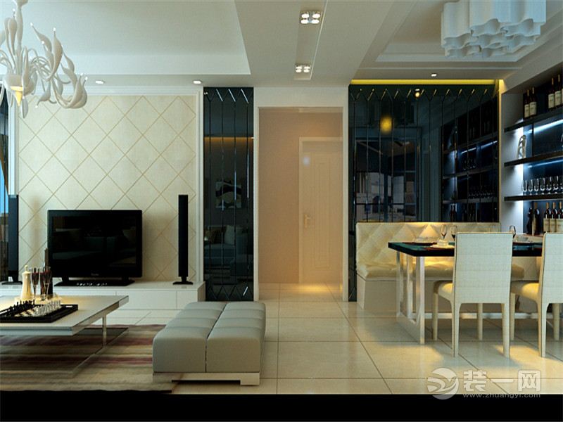 银翔翡翠谷 三居室 123平 造价13万 现代风格客厅