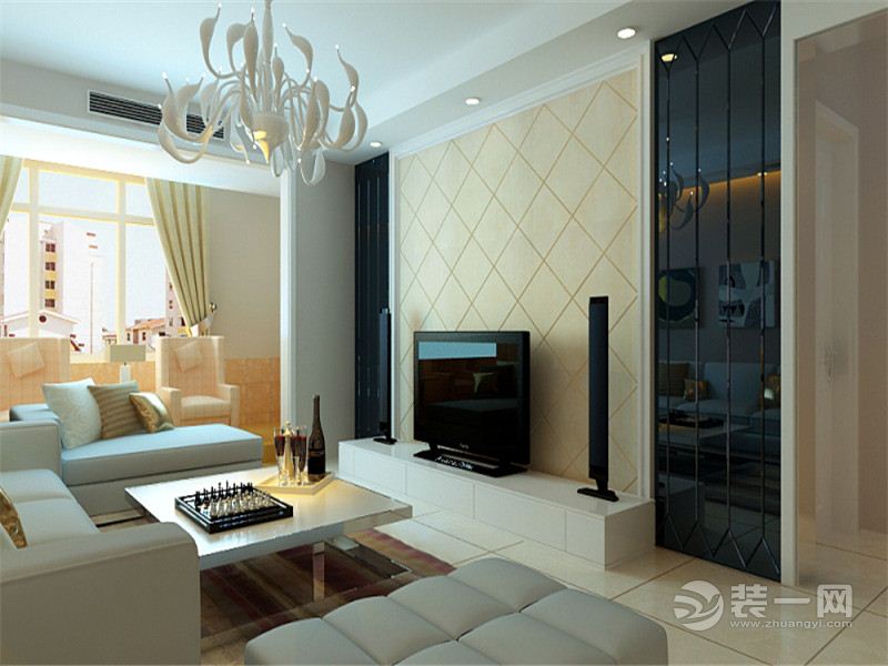 2银翔翡翠谷 三居室 123平 造价13万 现代风格客厅