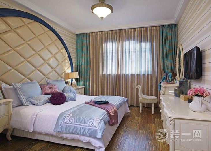 斌鑫中央国际公园 三居室 125平 造价18万 地中海风格卧室