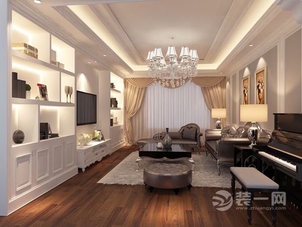爱特装饰—翔龙江畔 三居室 118平 造价16万 欧式风格客厅