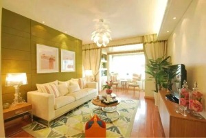 华宇天空花城 三居室 121平 造价 15万 简欧风格客厅