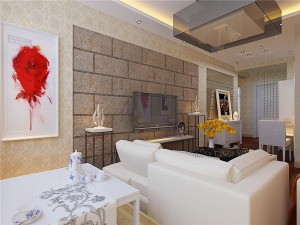 爱特装饰—东原D7 二居室 69平 造价 7万 现代风格客厅