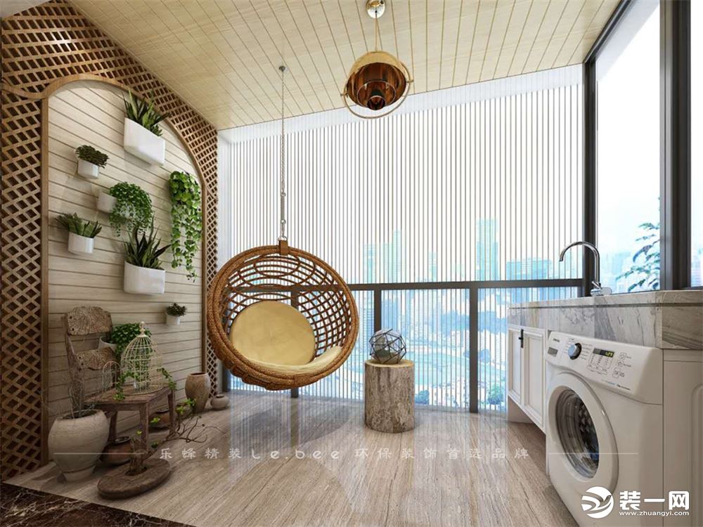 阳台：生态木的造型设计，让阳台不仅仅是晒衣服的地方，是会呼吸会聊天的地方。