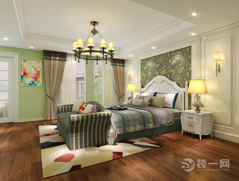 乐尚装饰 首创德尔菲谷 152平 复式 造价30万 美式风格 卧室