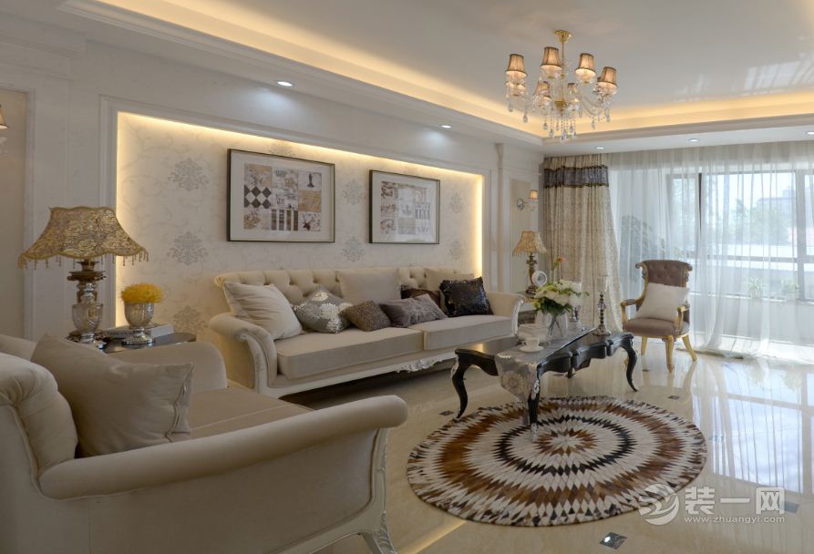 乐尚装饰 融科金湖湾 107 三居室 造价12万 欧式风格 客厅