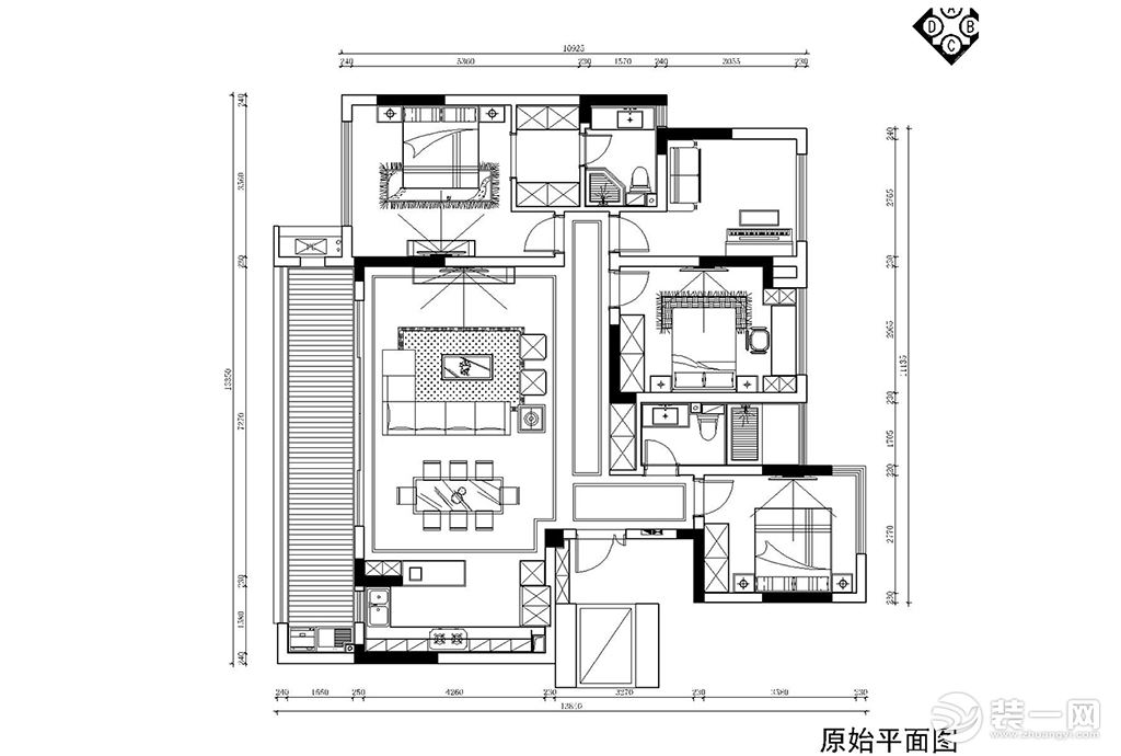 重慶樂尚裝飾丨華遠(yuǎn)海藍(lán)城現(xiàn)代裝修風(fēng)格設(shè)計(jì)案例平面布置