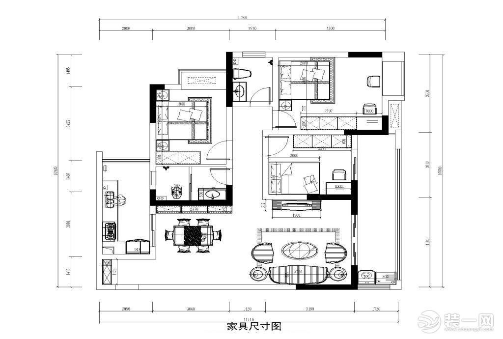 重庆乐尚装饰丨中央华府新中式装修风格设计案例原始结构图