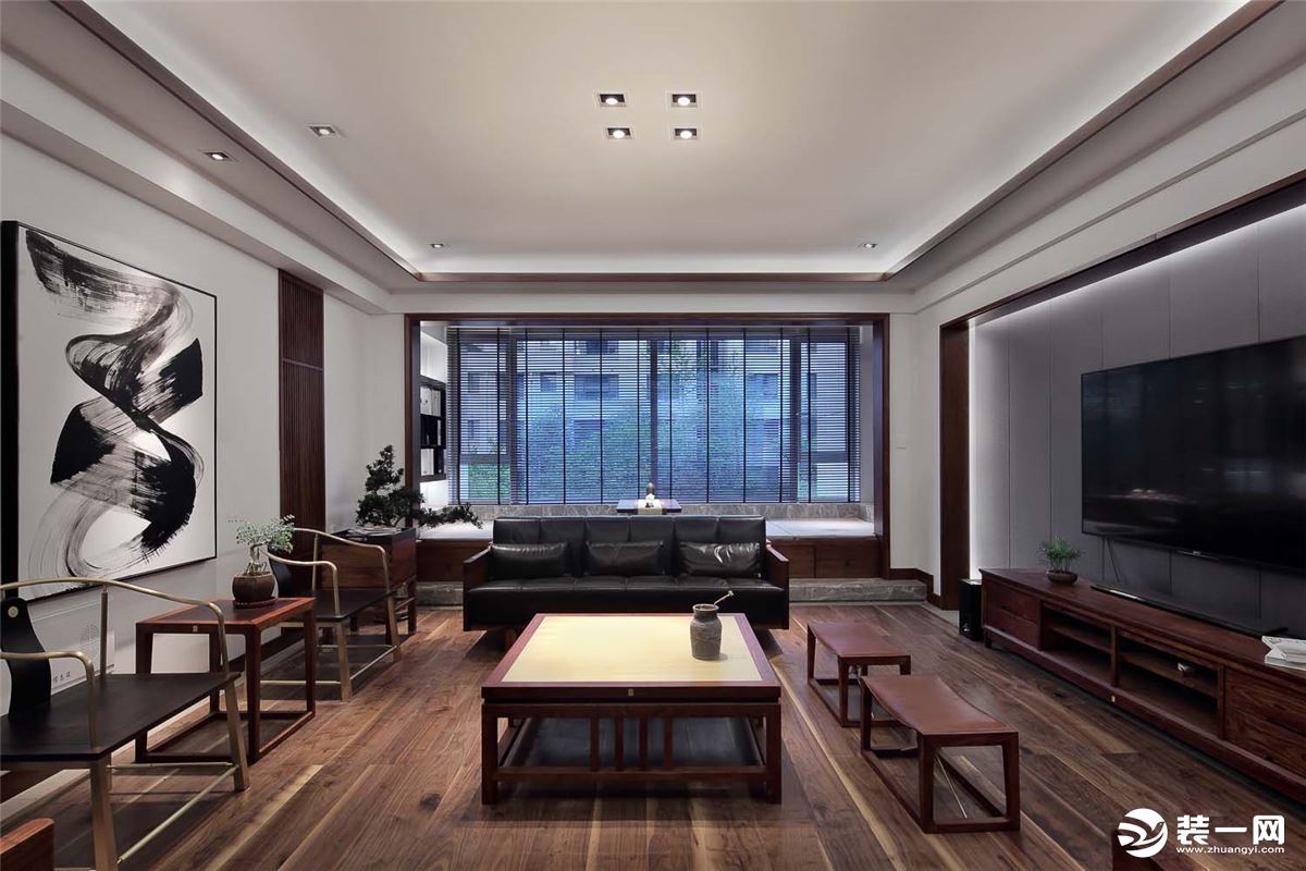 重慶樂尚裝飾丨西城麗景123平米新中式風格客廳效果圖