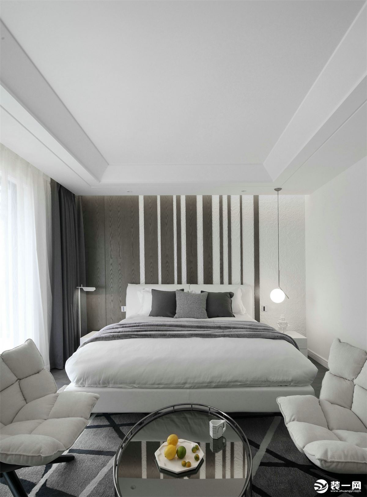 重庆乐尚装饰丨保利观澜133平米现代极简风格卧室效果图 