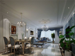 乐尚装饰 紫御江山 87平 三居室 造价16万 欧式风格 餐厅