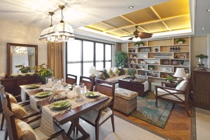 乐尚装饰 保利高尔夫 340平 别墅 造价35万 东南亚风 客厅