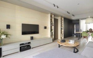 乐尚装饰 春森彼岸 86平 三居室 造价10万 现代风 电视墙