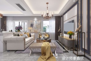 重庆乐尚装饰丨珠江城现代轻奢装修风格客厅效果图