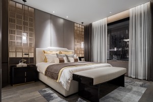 重庆乐尚装饰丨香山美墅350平米现代轻奢风格卧室效果图