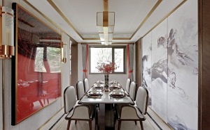 重庆乐尚装饰丨万国城132平米现代轻奢风格餐厅效果图