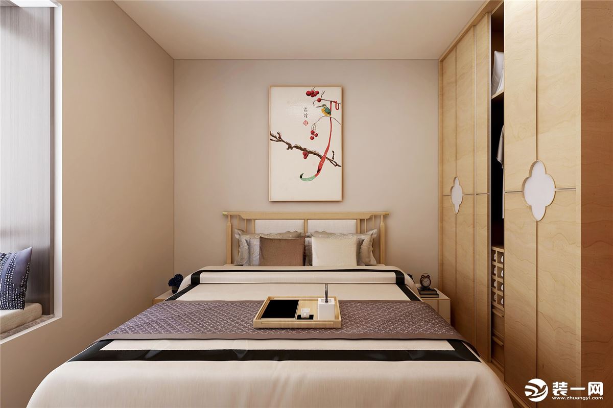 卧室清雅舒适，以暖色系为整体基调，给人以舒适从容的归属感。
