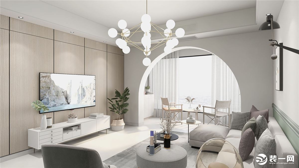 白色空间中巧妙的材质搭配和家具选型，简约而不简单，让空间简约又大气。