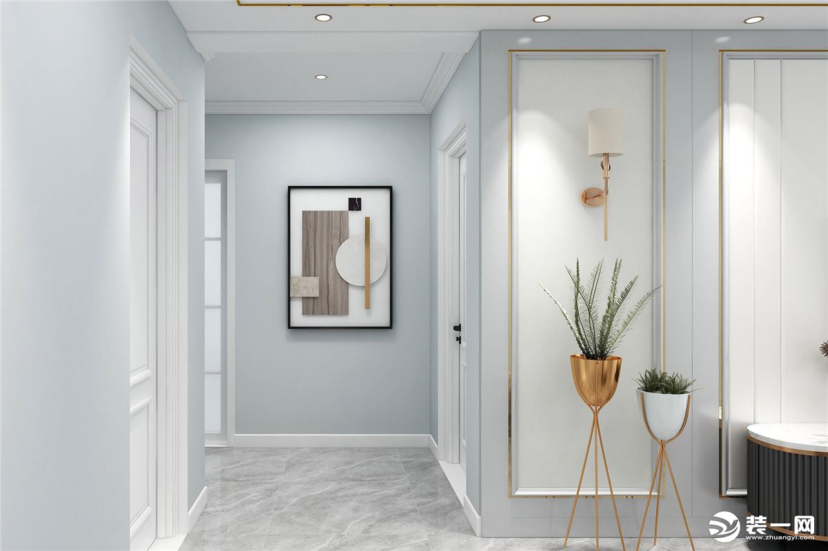 走廊简洁的造型和完美的细节，营造出时尚前卫的感觉。