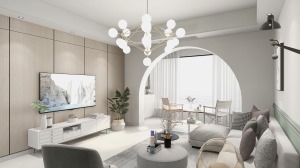 白色空间中巧妙的材质搭配和家具选型，简约而不简单，让空间简约又大气。