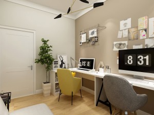 极具巧思的设计，一体化的办公桌设计，为居住者提供一个很好的办公、娱乐环境。