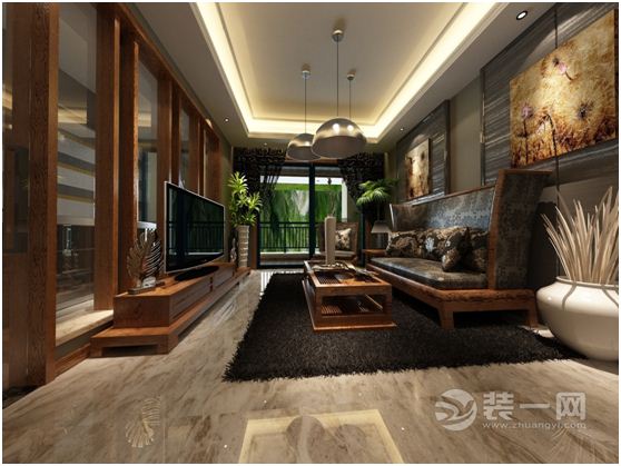 滇池卫城  136平 三居室 造价26万 东南亚风格 客厅