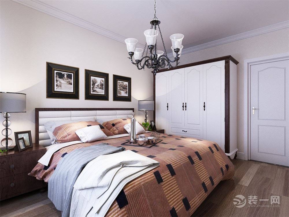 主卧室与次卧室的设计与整体设计相统一，也以简洁舒适为主。简约的双人床与床头柜，再搭配上具有储物功能的