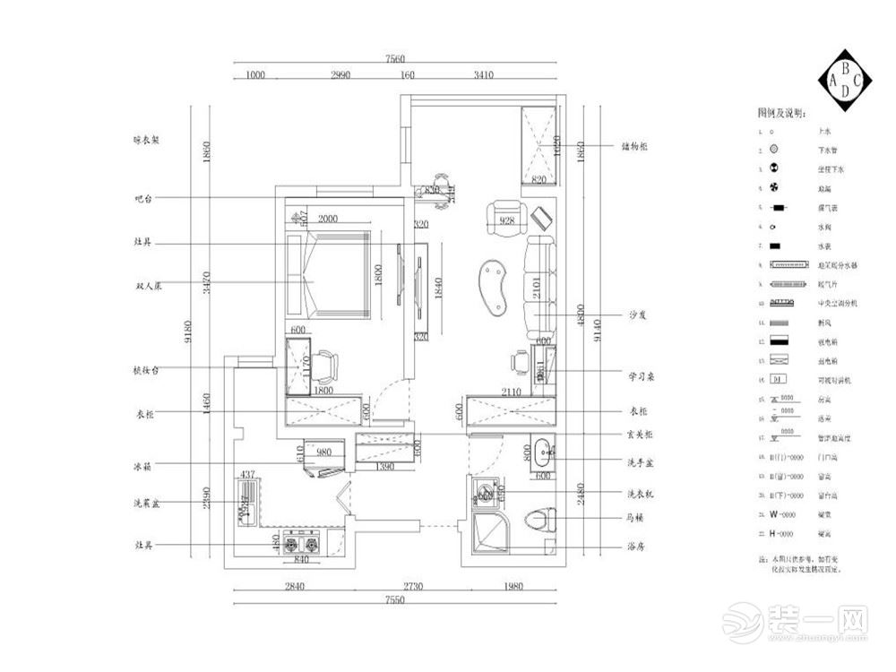 客厅作为待客区域，要稳重，用白色地砖，使整体上宽敞。墙面顶面采用上下两种颜色，这样使视觉上具有层次感