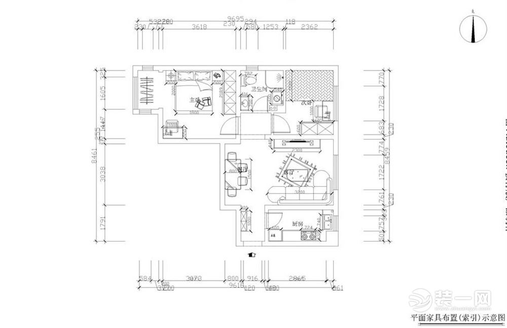 天津舒畅家园95平两居室现代风格案例