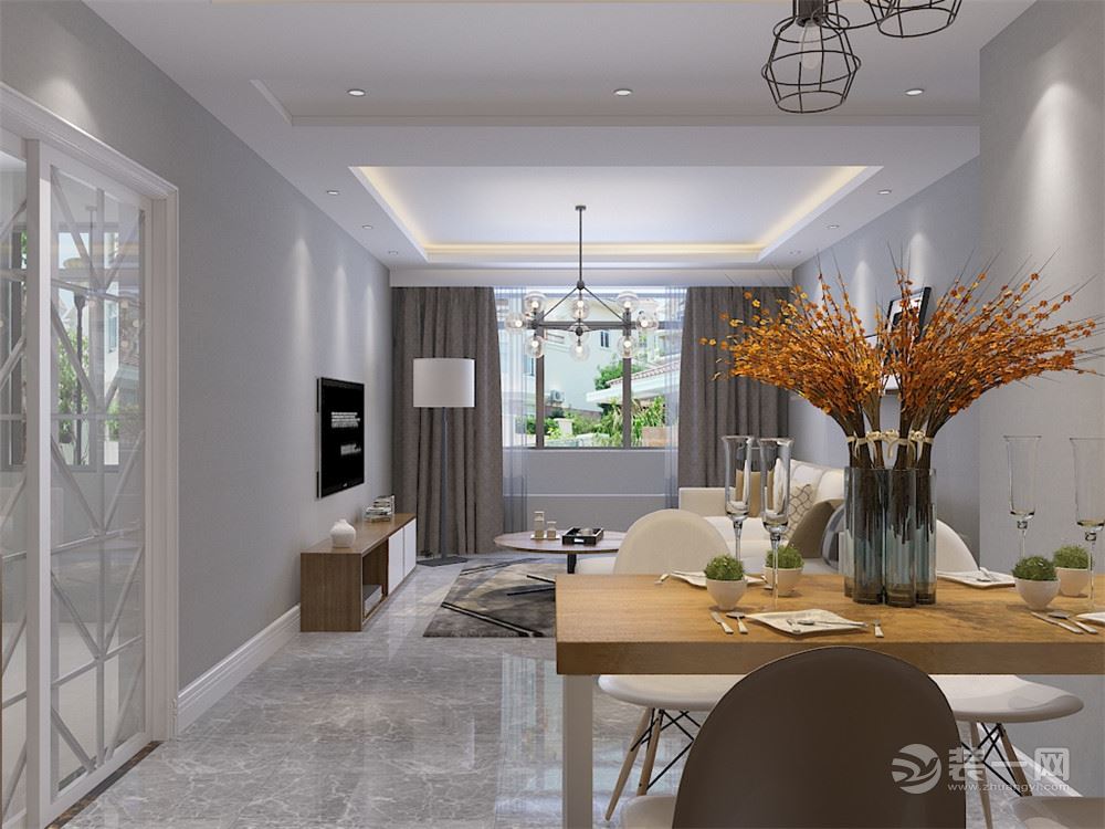 客厅作为待客区域，要明快光鲜，用地砖，使整体上有一种宽敞而富有历史气息。