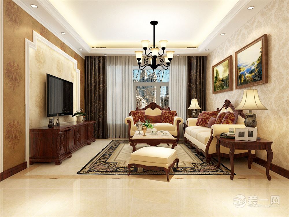 走廊的装饰也采用有新古典色彩的画框与装饰画作为装饰。来和客厅相互呼应