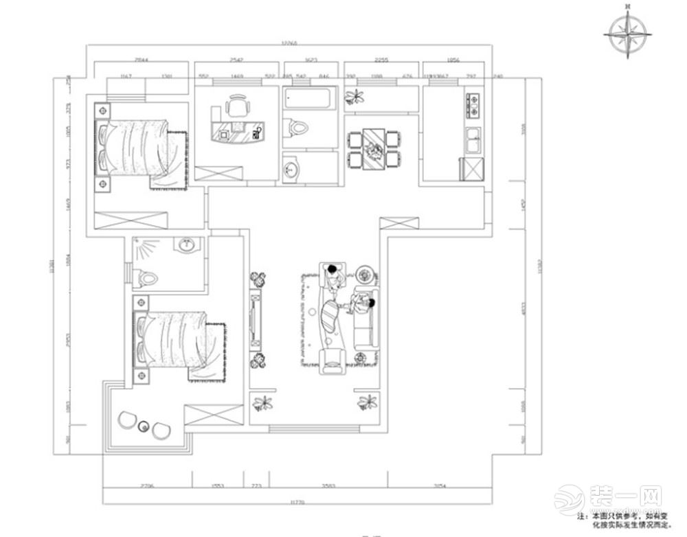 此戶型房體結(jié)構(gòu)合理，是一個適合長久居住的生活環(huán)境。戶型南北通透，布局緊湊，動靜分明