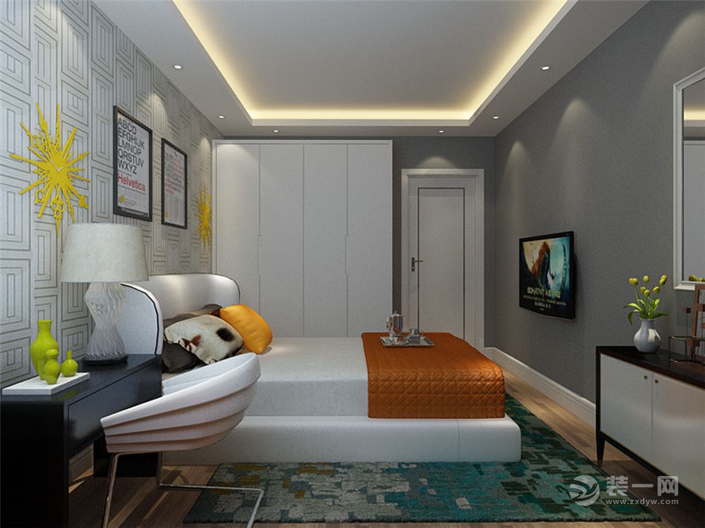 主卧室是平时最需看中的生活区，在空间上选用了新创意的家居，整体增加使用空间。 整体画面感怀旧浪漫