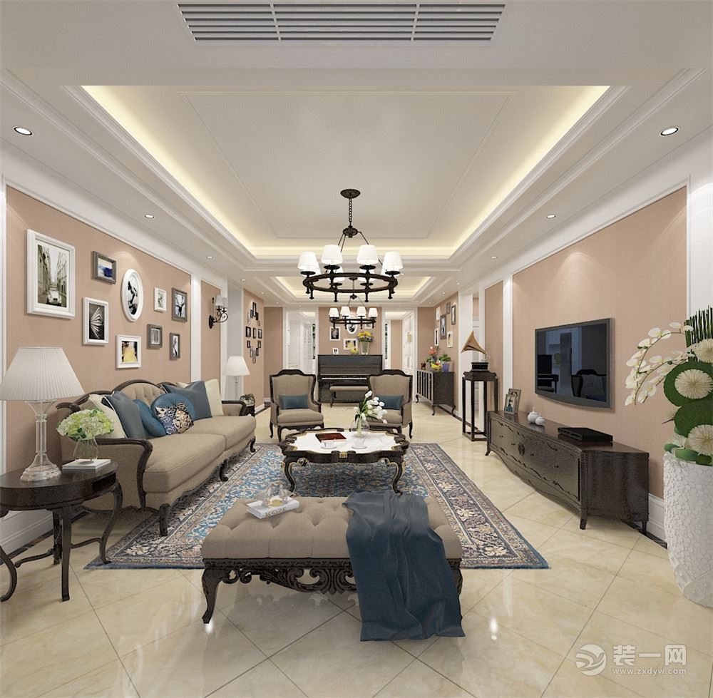 本方案为天津河东区怡祥园三室两厅一厨两卫160平米户型，和客户沟通后，最终决定是美式风格。