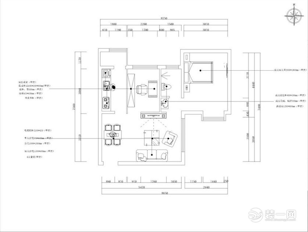 本案为2室2厅73㎡，本案为现代简约，客厅的设计比较简单，整体没有过多的装饰