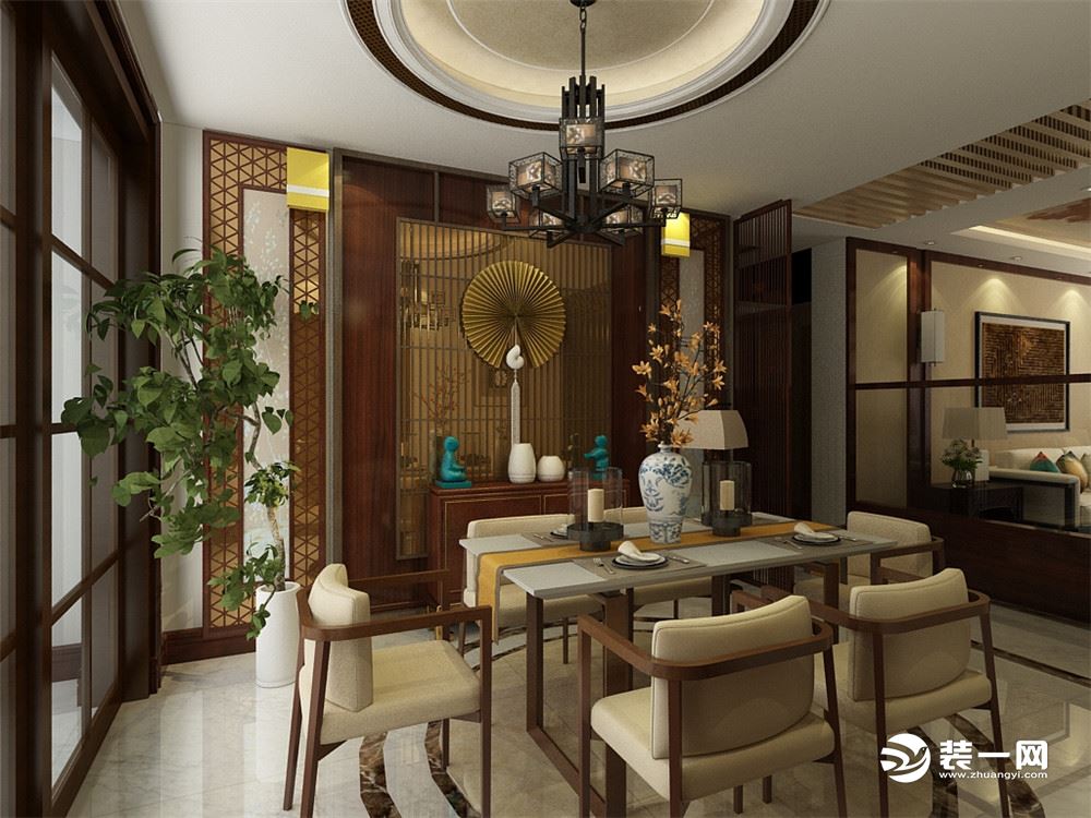 在客厅与餐厅之间放置一个屏风，既能起到区域划分的效果又能在视觉上增加房间层次感