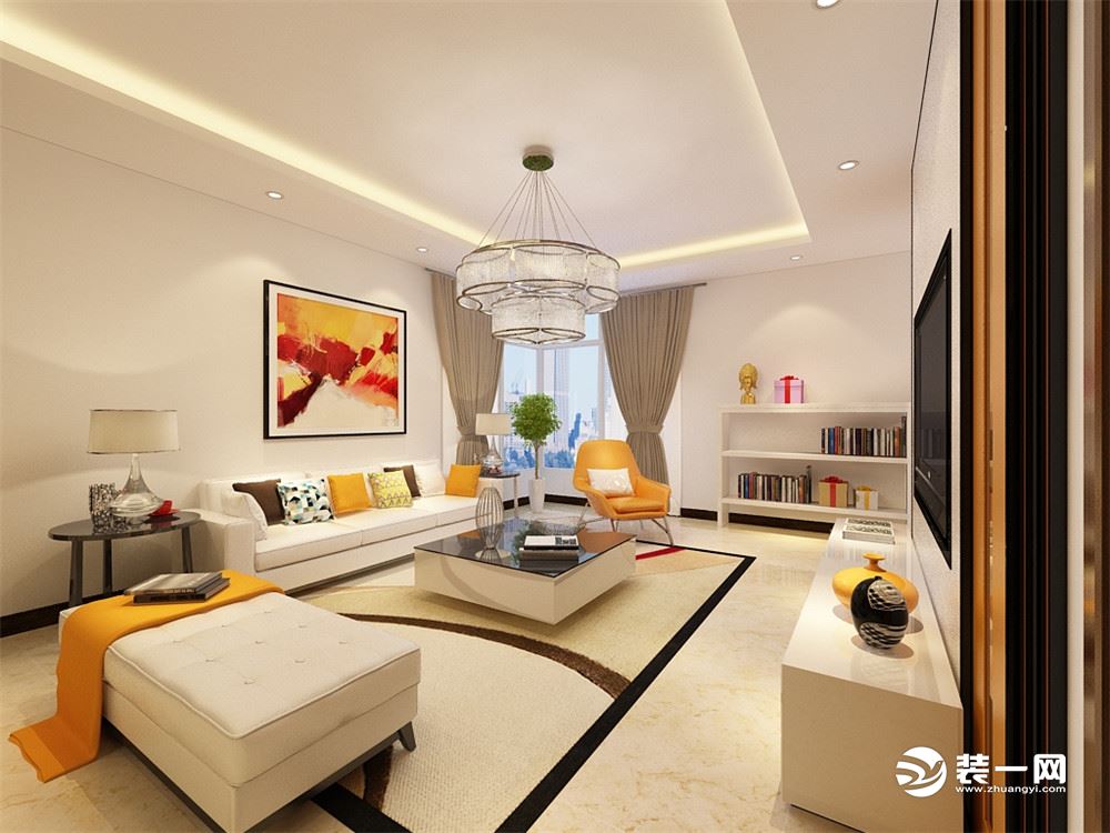本方案是围绕现代风格为主题，客厅的设计采用了简单的现代风格的家具，和一些简单的配饰