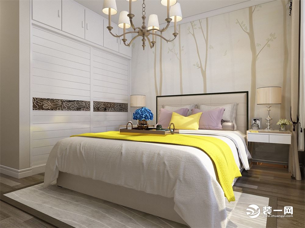 客厅作为待客区域，要明快光鲜，用石膏线壁纸电视墙实用美观，使整体上有一种宽敞而富有现代时尚气息。