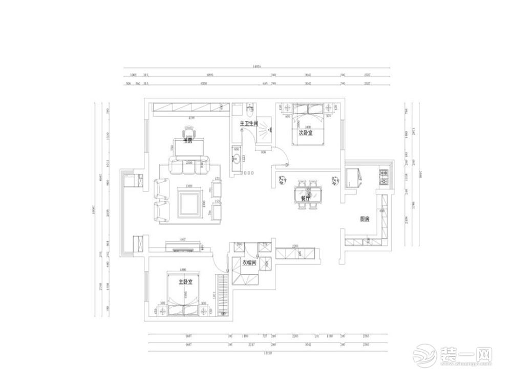 本次设计风格为美式万德花园三室两厅两卫152㎡。 整个空间设计风格为整个空间设计风格为美式风格，美式