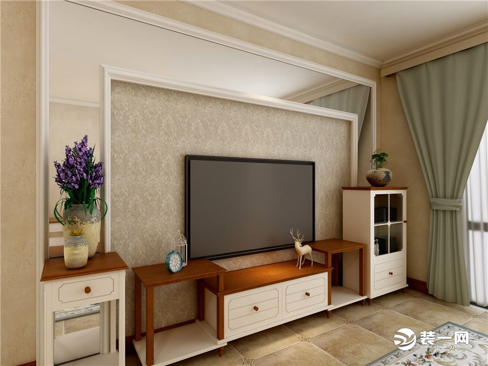 客厅作为待客区域，要明快光鲜，用石膏板电视墙实用美观，使整体上有一种宽敞而富有现代时尚气息。 墙面采